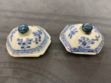 Five Chinese blue and white vases, Kangxi